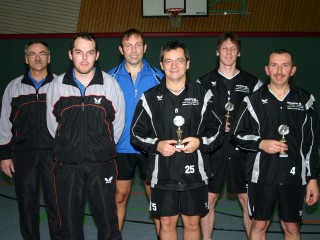 Die Endspielteilnehmer der Pokalendrunde der Herren in der Saison 2008/2009 in Haßfurt.