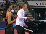 Tischtennis am Piano mit Joja Wendt und Dame bei der Tischtennis EM 2009 in Stuttgart