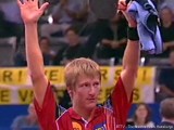 Ruwen Filus jubelt bei der Tischtennis EM 2009 in Stuttgart