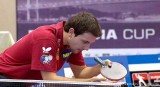 Timo Boll beim Aufschlag