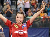 Wu Jiaduo jubelt bei der Tischtennis EM 2009 in Stuttgart
